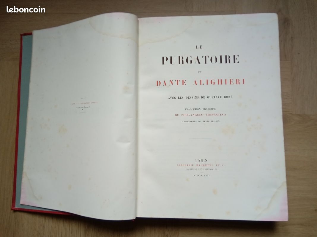 L Enfer, Le Purgatoire et Le Paradis (2 tomes). Avec les dessins de Gustave Doré. Traduction française de Pier Angelo Fiorentino, accompagnée du texte italien (image 12)