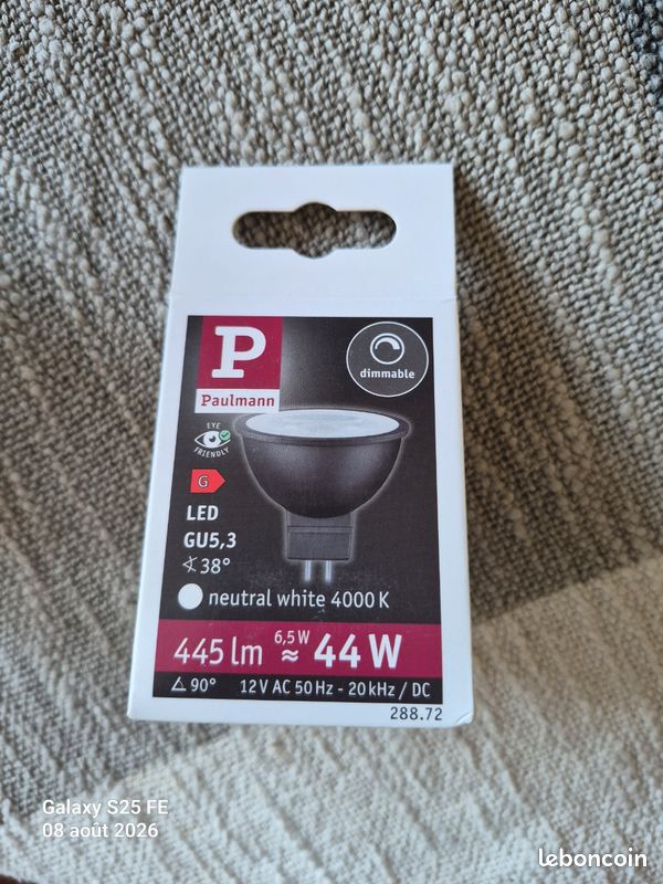 Lot de 5 ampoules neuves LED GU5,3 blanc neutre 44W (image 2)