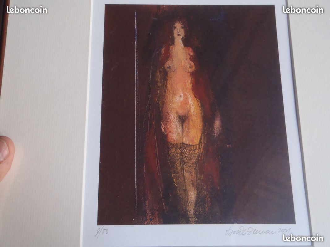 Gravure photo dessin femme nue signee zemana borka akt grafica 2007 avec  certificat de galerie . Numerotee