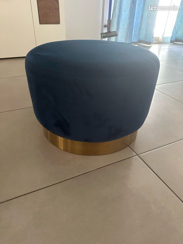 Pouf bleu velour (image 2)