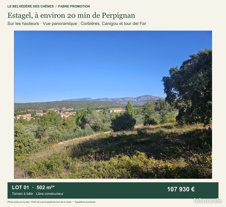 Terrain 502 m² · à Estagel · 107 930 €