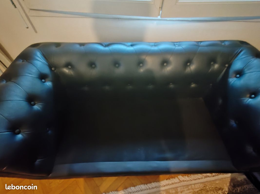 Canapé chesterfield semili cuir 2 places (image 2)