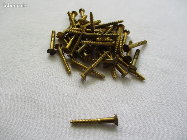 Lot De 25 Vis à Bois En Laiton Chromé 3x25 Mm - Anciennes, Tête Fraisée, état Neuf