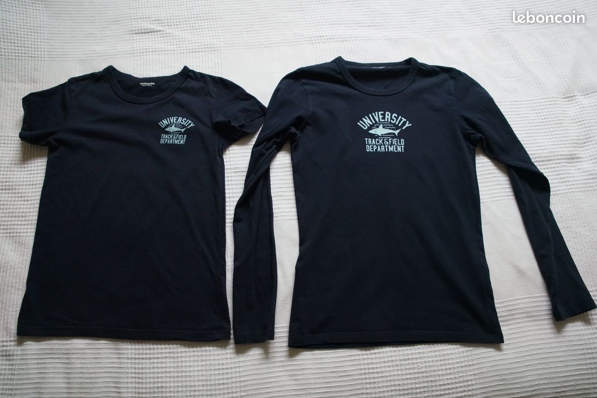 Lot 2 Tee-shirts bleus - Enfant 12 ans - Manches courtes et longues - VERTBAUDET (image 2)