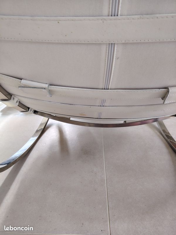 Fauteuil rocking chair en cuir crème (image 6)