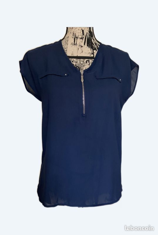 Chemise Soleil Kastel Denmark - Bleu Marine Ikat - Manches Longues - Fermeture éclair - Taille XS