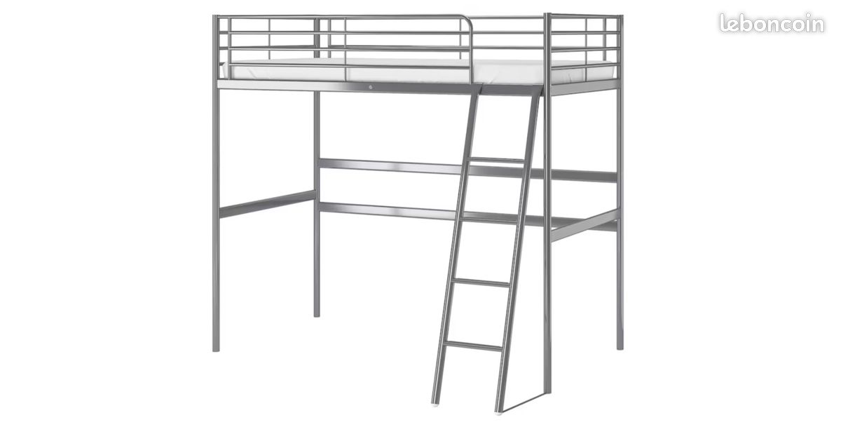 Lit mezzanine ikea metal gris (modèle Svärta) (image 1)