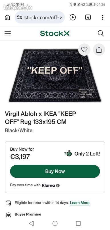 Tapis keep off virgil abloh x ikea 133cm par 195cm - Décoration