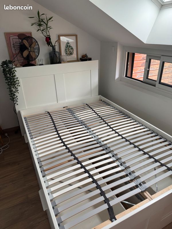 Ensemble cadre de lit, tête de lit et sommier BRIMNES IKEA (image 1)