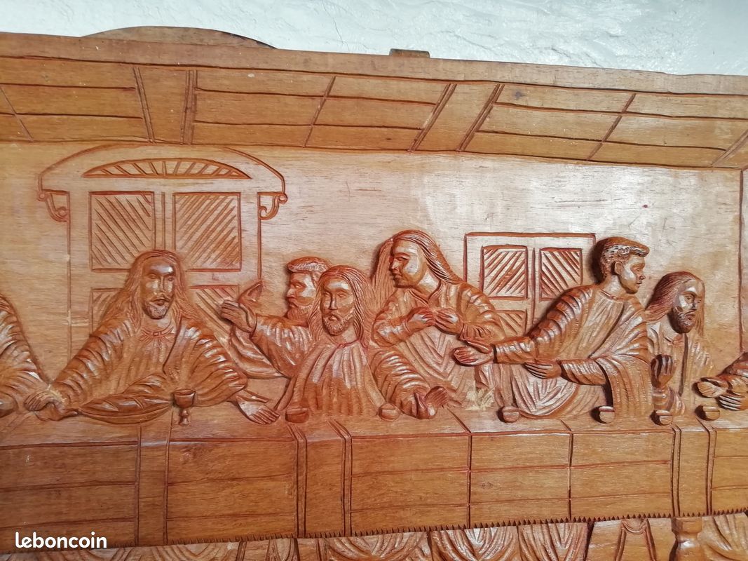 Fresque repas de jésus sculptée en bois de palissandre (image 8)