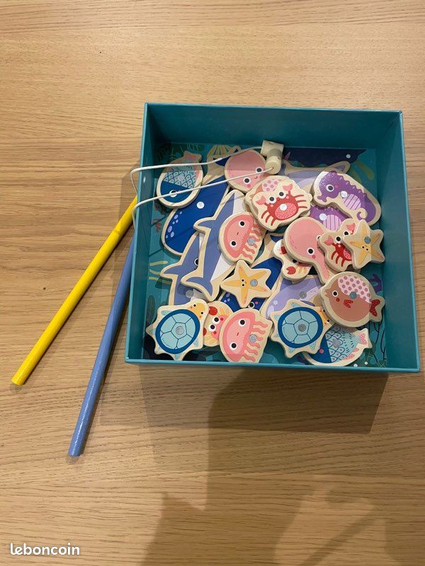Hilewa Jeu de pêche magnétique en bois pour les tout-petits, Montessori