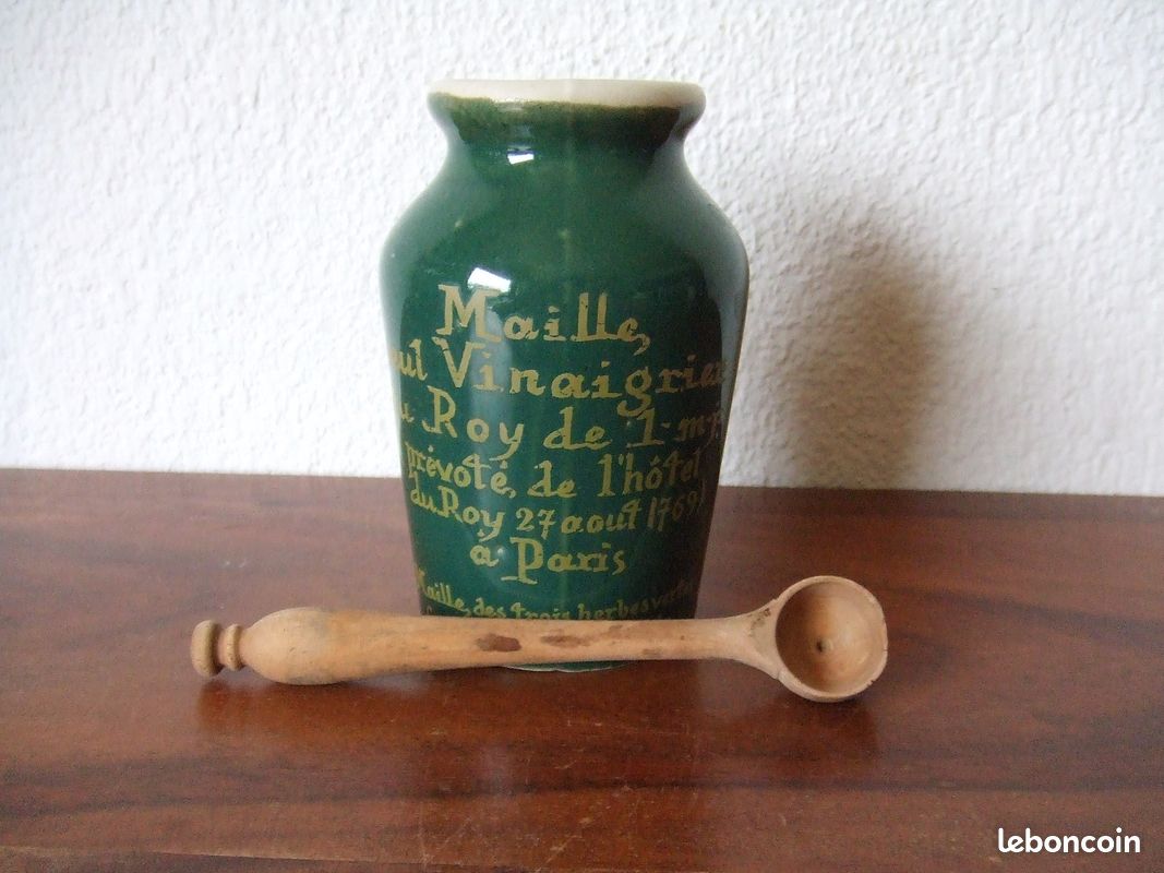 Pot à Moutarde, Sel Ou Sucre En Bois D'olivier Artisanal, Fabrication Française Années 1970, Neuf