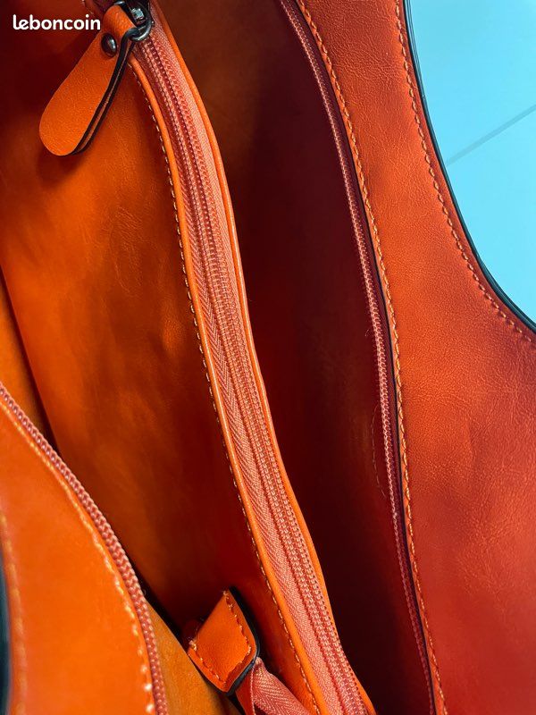 Sac Cabas Inès DELAURE - Orange, Porté Main/Épaule, Neuf Avec Étiquettes