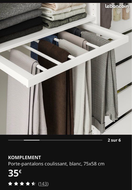 IKEA 2 Porte pantalon komplement Pax 75x58 (image 4)