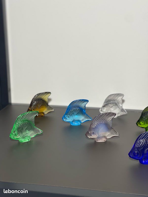 Lot de 12 poissons en cristal Lalique – Collection multicolore – Signés (image 7)