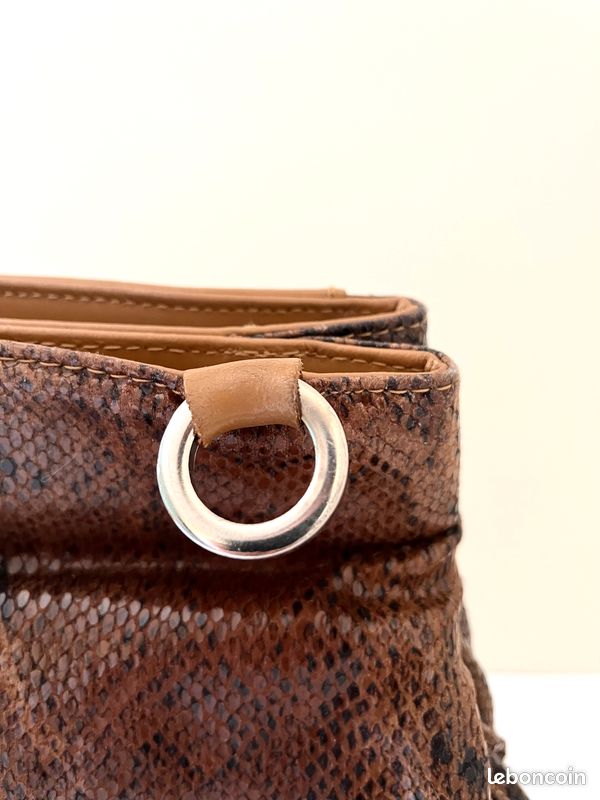 Sac à main/ à dos Actuel Paris camel python, vintage chic, femme, assez bon état (image 6)