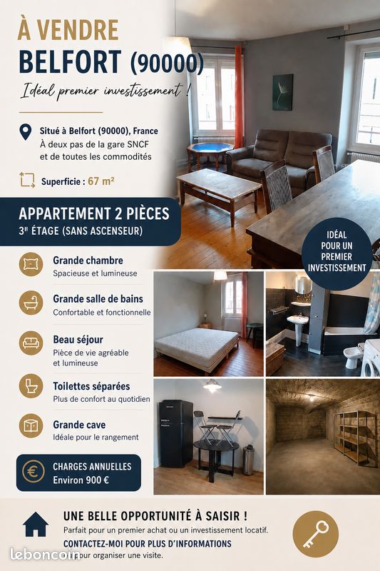 Appartement 2 pièces 67 m² · à Belfort · 67 m² · 50 000 €