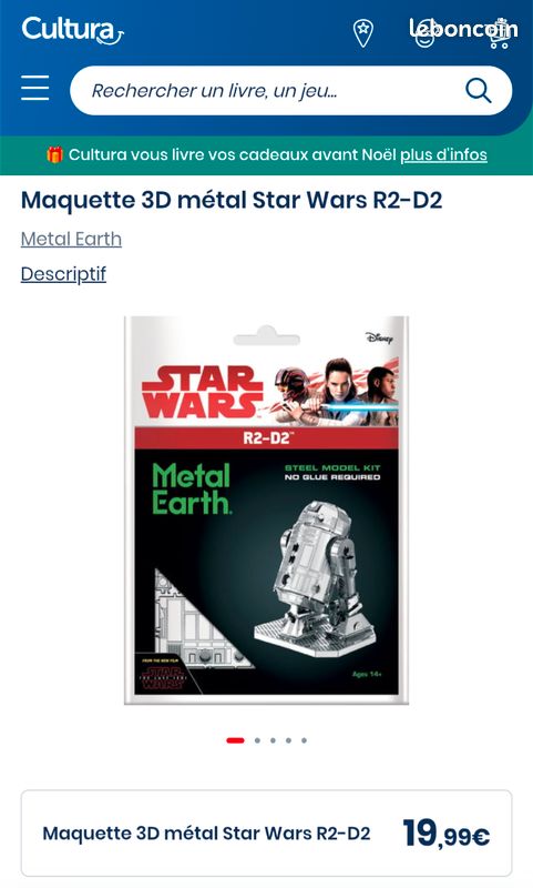 Maquette 3D Metal Earth - Star Wars R2-D2 - Assemblé - Modèle En Métal