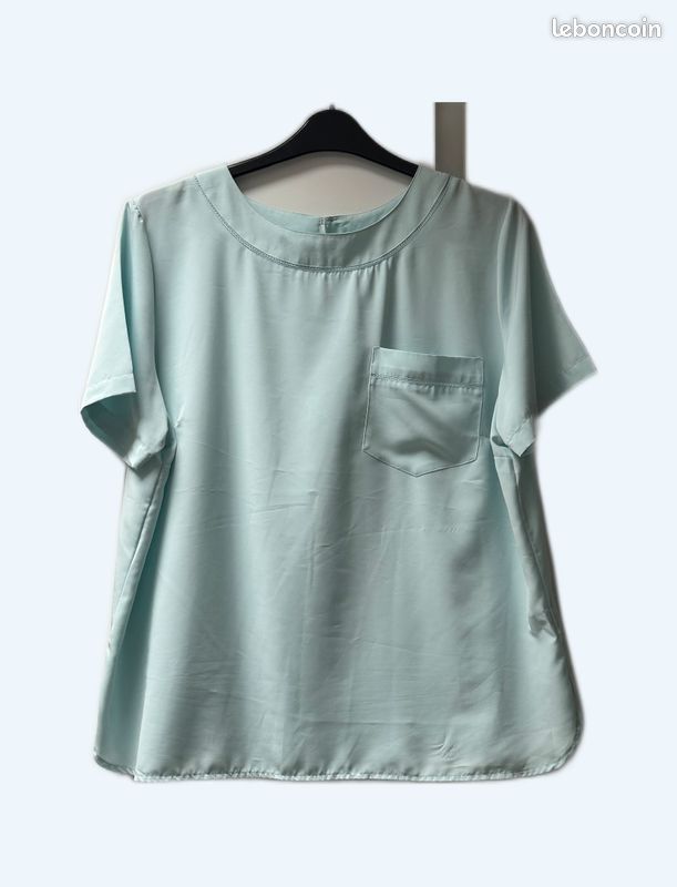Blouse Légère Femme Rouge Taille 50 - Viscose - Manches 3/4 - Col V - Été