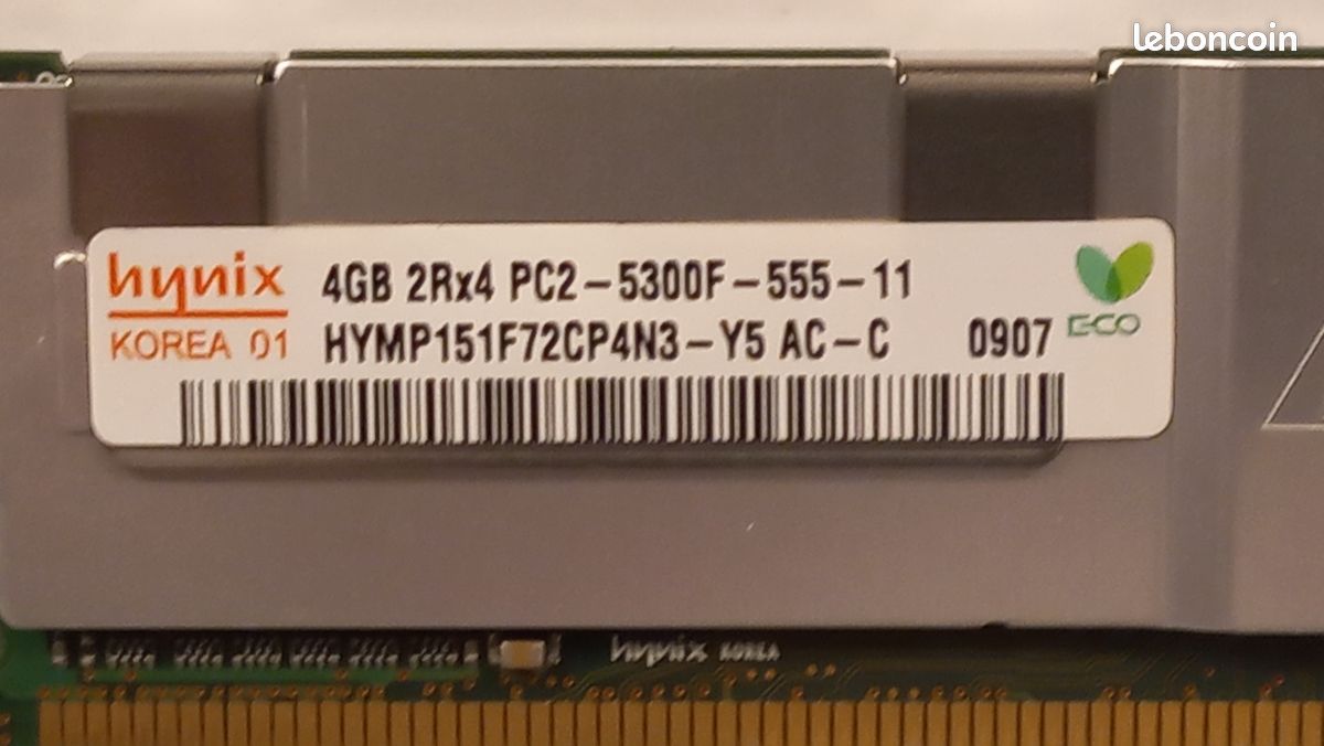 Kit 2 Barrettes RAM 4 Go DDR2-667 FB-DIMM Pour Serveurs Intel S5000VXN / S5000VSA – Neuf Samsung