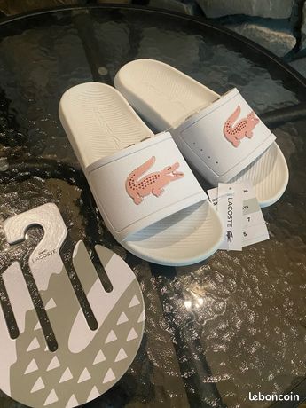 Claquettes Lacoste blanches roses neuves Chaussures