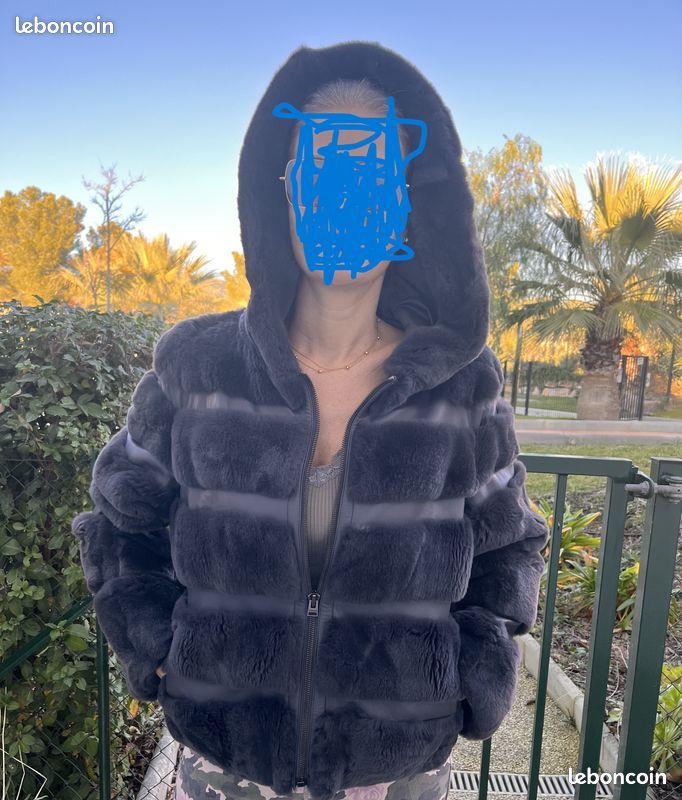 VESTE GIORGIO et MARIO TAILLE : 40/42 TBE NOIR BLOUSON MODELE DORIA avec CAPUCHE (image 5)
