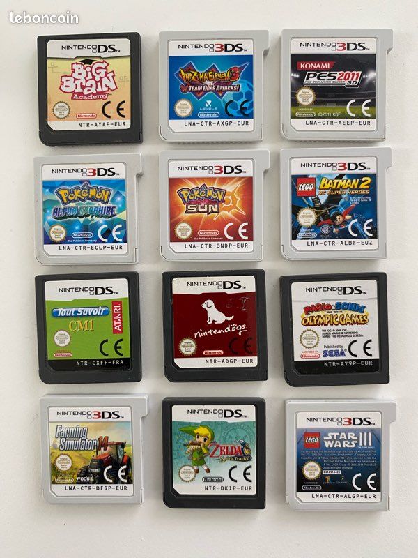 LOT DE 15 jeux console Nintendo 3DS XL étui caddy Pokémon Mario Sonic