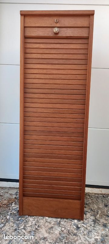 Ancien meuble classeur porte volet rideau déroulant bois (image 7)