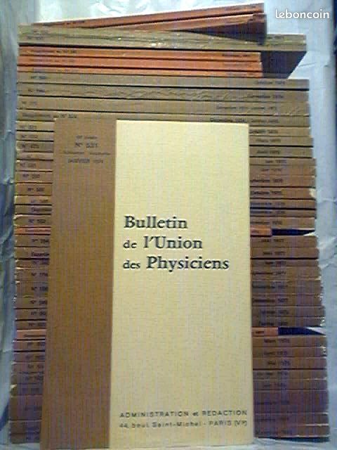 BULLETIN DE L'UNION DES PHYSICIENS. 17 numéros. 1969-1975 (image 1)