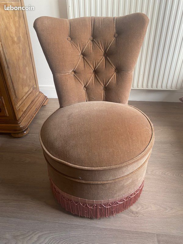 Fauteuil velours vieux rose (image 1)