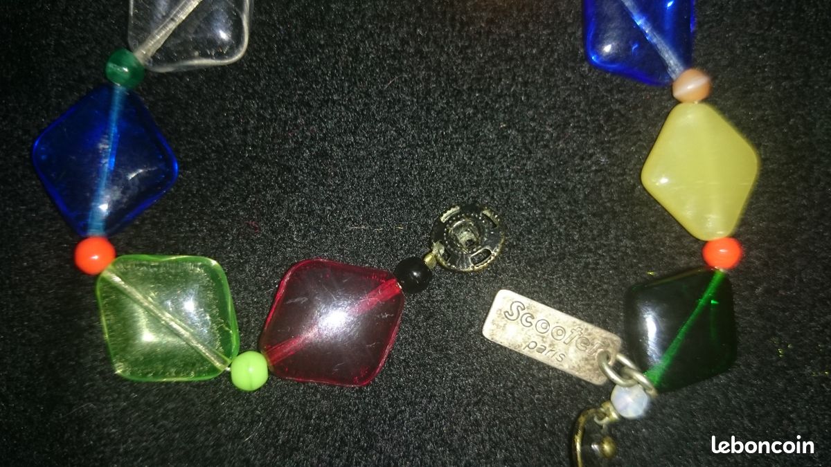 Bracelet marque Scooter multicolore perles losanges en pâte de verre (image 14)