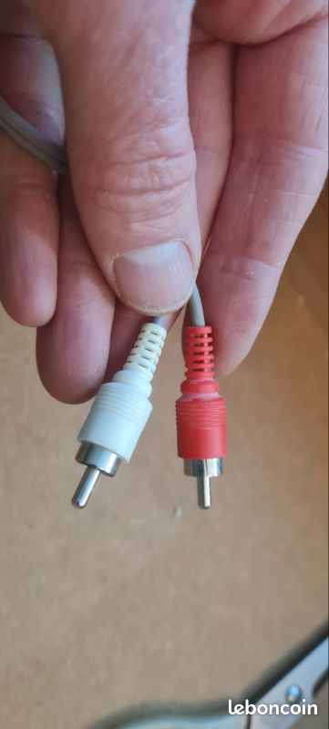 Câble GRIS de connexion stéréo / Câble de raccordement Noir 4 Extrémités : 2 fiches (2 mâles blanc rouge / Cordon noir / 2 fiches TV Out Audio Vidéo Câble auxiliaire 1,2 mètre 120 cm RCA NOM CORDON ? (image 2)