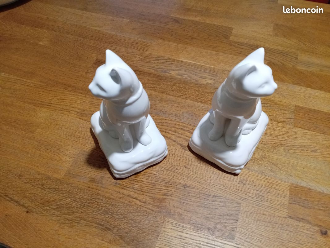 Paire de serres livres chats 20cms de hauteur en faïence (image 3)
