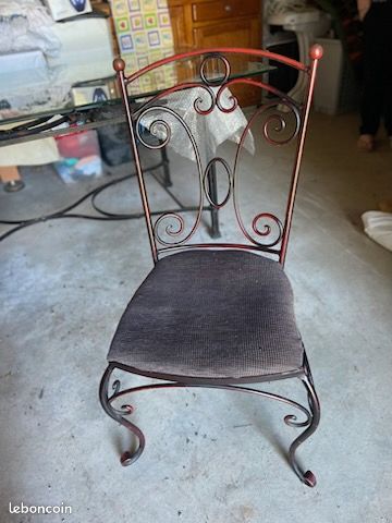 Table fer forgé plateau verre avec chaises (image 5)