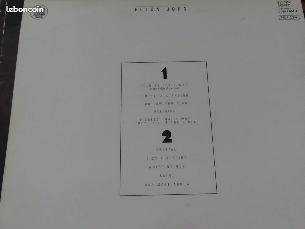 Elton john too low for zero vinyle (image 2)