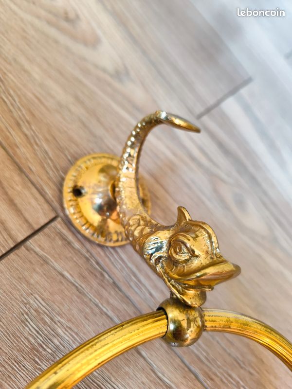 Porte-manteau / Porte-serviette En Bronze Doré Chiarini Italy - Fait Main