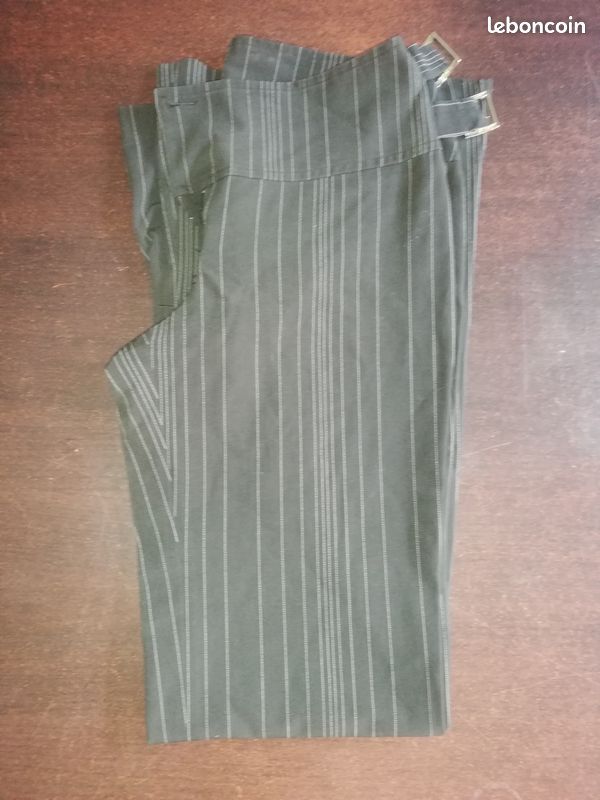 Pantalon taille 36 noir rayé argent pour femme (image 1)