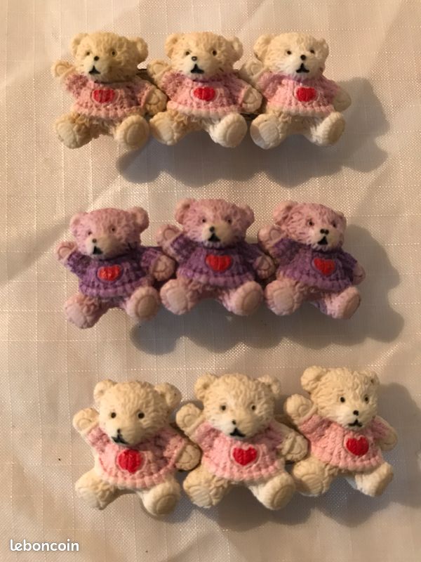 4 barrettes ourson en cuir et en résine (image 2)