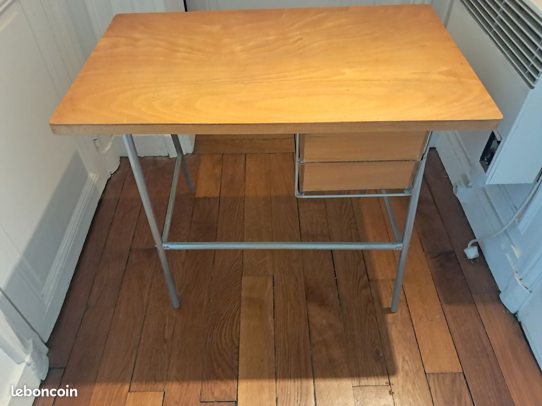 Bureau vintage moderniste métal bois (image 3)