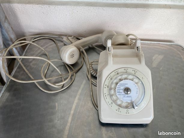 Ancien Téléphone à Cadran Socotel S63 Bleu - France, Année 1983 - Vintage