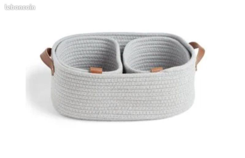 Panière de rangement coton tressé gris (image 1)