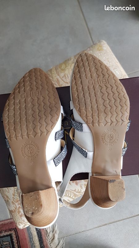 Escarpins ouverts en cuir blanc Ghibi (38) comme neufs (image 6)