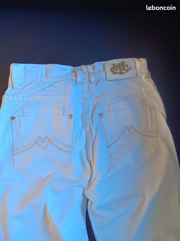 Pantalon Court (pantacourt) En Coton Blanc BLANC DU NIL - Taille XS (34/36) - Occasion En Très Bon état