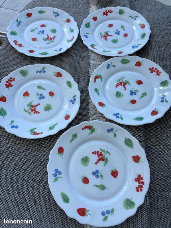 5 Assiettes à Dessert Arcopal France - Décor Floral Opalescent, Vintage
