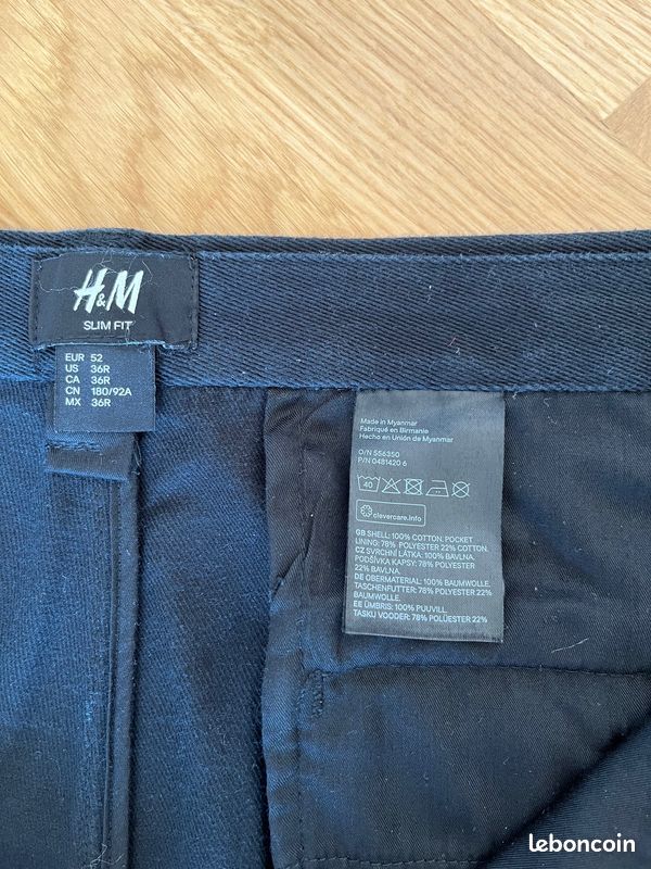 Homme, Pantalon ''H&M'' Slim Fit, Taille 52EUR, 100% Coton épais, Noir (image 8)