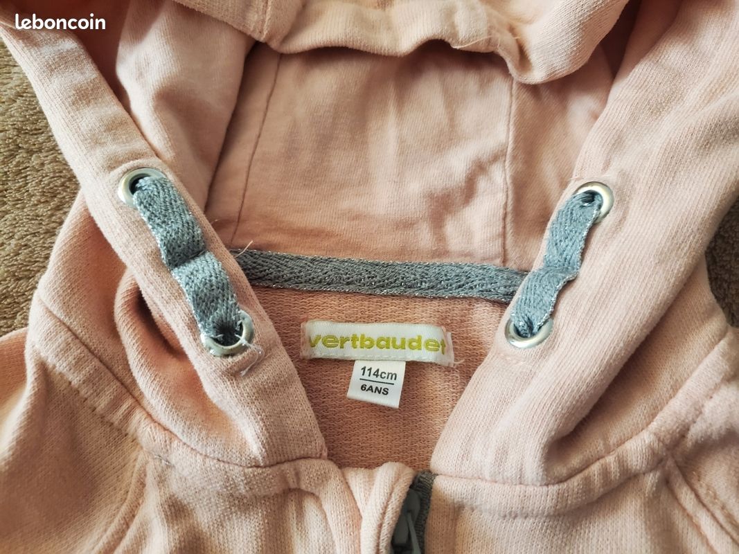 Gilet zip rose 6ans Vertbaudet (image 4)