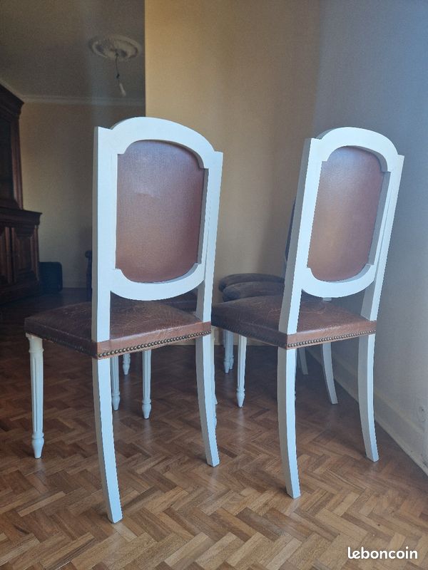 6 chaises bois cuir vintage (image 4)