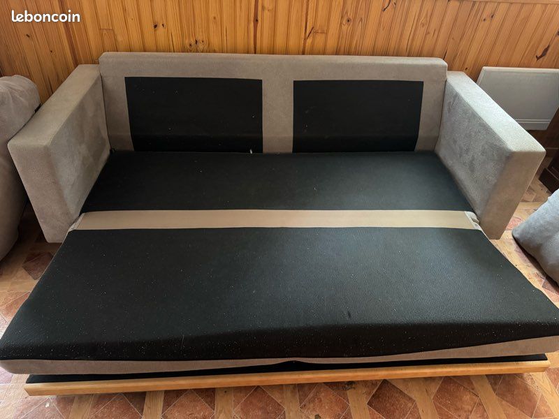 Canapé convertible tissus gris 210*90 (image 4)