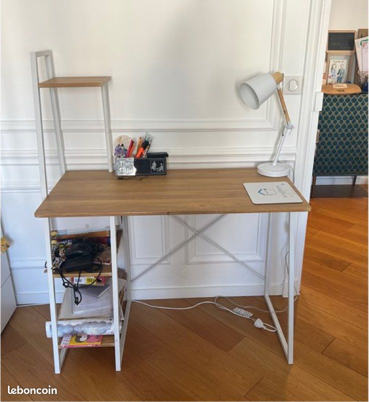 Bureau blanc et bois (image 1)