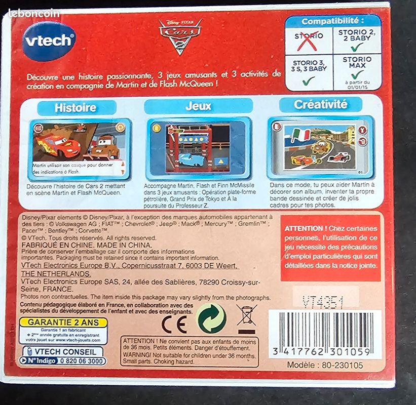 Cars 2 pour console storio vtech (image 2)